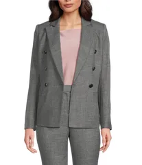 カルバンクライン レディース アウター コート ジャケット Calvin Klein Novelty Peak Lapel Double Breasted Jacket Black Multi ブラック