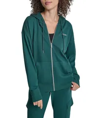 ダナキャラン レディース アウター コート トール ロゴ パーカー DKNY Sport by Donna Karan Metallic Bubble Logo Full Zip Hoodie Cooのサムネイル