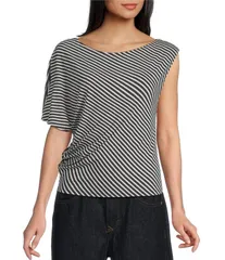 アーバンアウトフィッターズ レディース トップス Tシャツ BDG Urban Outfitters Livia Short Sleeve Striped Top Grey Stripe グレーのサムネイル
