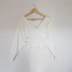 美品 Apuweiser-riche アプワイザーリッシェ クロスニット カットソー 2 ホワイト レディース 古着 中古 USED