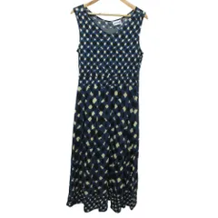 美品 Jocomomola ホコモモラ チェック ノースリーブ ロング ワンピース サイズ42 ネイビー レディース 古着 中古 USED