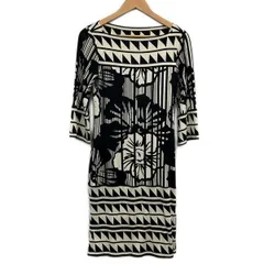 ダイアン・フォン・ファステンバーグ ワンピース サイズ0 XS レディース アイボリー×黒 七分袖/ロング丈/シルク