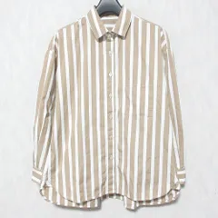 美品 BARBA バルバ ストライプ コットン ロングスリーブ シャツ ブラウス 38 モカ×ホワイト レディース 古着 中古 USEDのサムネイル