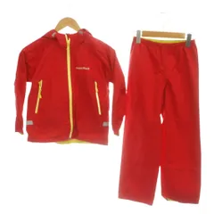 モンベル Montbell レイントレッカー 子ども服（男の子用） 130-160 赤 フード付き 長袖 長ズボン 1128557 /JP