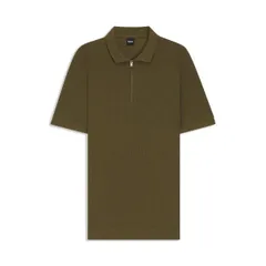 ボス メンズ トップス ポロシャツ Boss HParas 120 ZipNeck Polo Shirt Green グリーン