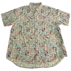 L.L.Bean エルエルビーン COOL WEAVE 半袖シャツ アウトドア 総柄 マルチカラー(メンズ XL)中古 古着 X8459