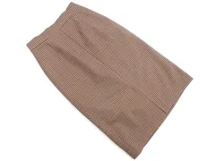 N. エヌ ナチュラルビューティーベーシック チェック スリット タイト スカート sizeM/茶 ◇■ レディース