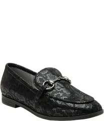 アレグリア レディース シューズ パンプス プリント レザー ローファー Alegria Aliya Snake Print Leather Bit Buckle Loafers Upscale