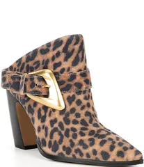 ヴィンスカムート レディース シューズ ヒール プリント スエード Vince Camuto Baily Leopard Print Suede Big Buckle Hardware Pointed Toe Mules Cameleopard キャメル