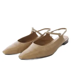 銀座かねまつ GINZA Kanematsu パンプス ローヒール バックストラップ レザー 25.5cm ベージュ /YO8