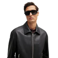 ボス メンズ アウター ジャケット・ブルゾン レザー Boss CMerwyn 10261962 01 Leather Jacket Mens Black ブラック