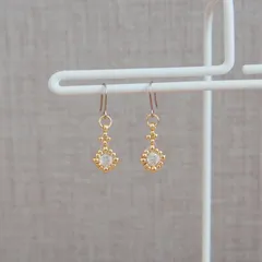 チェコガラス 一粒ピアス クリスタルビーズ クリア 透明 ゴールド チタンフック