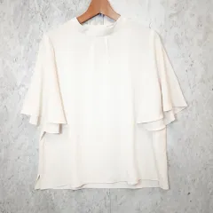 GLACIER Honeys グラシア ハニーズ シャツ ブラウス カットソー フレアスリーブ スタンドネック ホワイト Lサイズ ◎、□〇