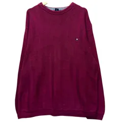CHAPS チャップス コットン ニット セーター ボルドー ワインレッド XL 刺繍ロゴ 古着 ヴィンテージ 90s ビッグシルエット オーバーサイズ 大きいサイズ ゆるだぼ ラルフローレン コットン100% 秋服 冬服 / MS520のサムネイル