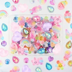 デコパーツ 貼り付けパーツ ミックス ゆめかわ【プラパーツ アクリルパーツ 樹脂パーツ チャーム ジュエリーパーツ ヘアアクセサリーパーツ トレカデコ 大量 推し活 かわいい デコ レジン ハンドメイド 】