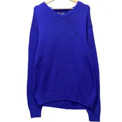 CHAPS チャップス コットンニット Vネック セーター パープル 紫 L 刺?ロゴ ワンポイント 無地 シンプル 古着 90s Y2K ビンテージ ラルフローレン カジュアル メンズ レディース ユニセックス / MS527のサムネイル