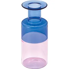 フラワーベース バイカラー カラフルガラス 一輪挿し 花瓶 インテリア 雑貨 オブジェ 置物 ディスプレイ ブルー/ピンク