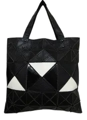 □ティービー t.b センソユニコ 本革レザー ジオメトリック パッチワーク ハンドバッグ  黒 ブラック白 ■L29901YER-260412-20-3（990）