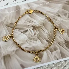 【美品】クリスチャンディオール CDロゴ ブレスレット エンブレム GPメッキ 旧ロゴ ラインストーン ヴィンテージ  アクセサリー ゴールド レディース Christian Dior Vintage Bracelet 22429