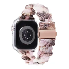 【新品】 コンパチブル Apple Watch バンド アクリル樹脂製 軽量 蝶型デザイン 38mm 40mm 41mm 42mm（s10） 互? アップルウォッチベルトプラスチック 互? iWatch バンド調整工具付（グレー，ローズゴールドのバックル） 0