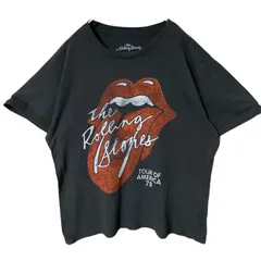 L ローリングストーンズ ビッグプリント バンT バンド ブラック 黒 Tシャツ レディース ユニセックス メンズ 古着 半袖 CHM