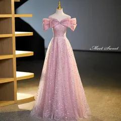 新品 未使用 カラードレス 編み上げ ピンク オフショルダー ロングドレス 結婚式 二次会 発表会 演奏会 ウェディングドレス ウエディングドレス 花嫁 前撮り プリンセスドレス イブニングドレス コンサート パーティードレス ブライダル 披露宴 舞台演出衣装
