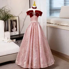 新品 カラードレス 編み上げ ピンク オフショルダー ステージ 赤 ロングドレス 結婚式 二次会 発表会 演奏会 ウェディングドレス ウエディングドレス Aラインドレス イブニングドレス コンサート コンクール パーティードレス ブライダル 花嫁 披露宴