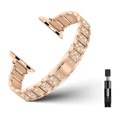 【新品】 YealRed 時計バンド アップルウォッチ 38mm 40mm 41mm 42mm に対応、レディース キラキラ ステンレス 交換バンド、ファッションスリムラインストーン交換ストラップ Apple watch Series 11/10 (42m 1