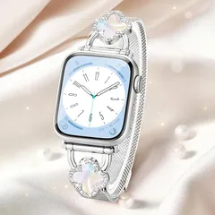 【新品】 [Bokoios] キラキラマグネットベルト互?アップルウォッチ バンド レディース(42mm Series 10) 41mm 40mm 38mm、四つ葉のクローバーApple Watch バンド、ステンレスコンパチブル 互?アップルウォッチ ベ 0