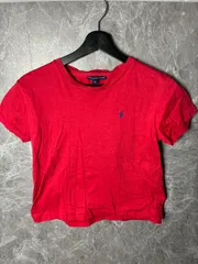 90s ポロスポーツ 半袖Tシャツ キッズ M 赤 ポニー ロゴ刺繍 POLO SPORT ラルフローレン 子供服 アメカジ 古着 ビンテージ ヴィンテージ 90年代