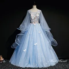 新品 ウェディングドレス ウエディングドレス 演奏会ドレス カラードレス ロングドレス 青 花嫁 パーティードレス 演奏会 コンサート 結婚式 イブニングドレス 発表会ドレス ステージ衣装 イベント 舞台ドレス コンサート 二次会 披露宴 カクテルドレス