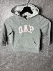 90s オールドギャップ ロゴパーカー 110 ピンク グレー GAP KIDS フーディー 子供服 アメカジ 古着 ビンテージ ヴィンテージ 90年代　レギュラー 古着 us古着 Y2K