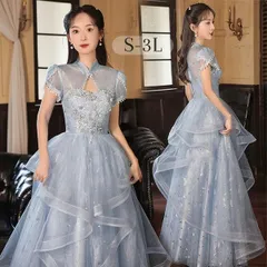 新品 未使用 ドレス 大人 ピアノ 発表会 ロング丈 ぽっちゃり 大きいサイズ イブニングドレス 演奏会 ピアノ発表会 袖付き ワンピース Aライン ステージドレス 二次会 女子会 成人式 パーティードレス 大人可愛い