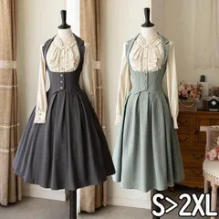 新品 未使用 ロリータ ワンピース ホルターネック ジャンパースカート シャツ追加可 レディース ロング ジャンスカ lolita フレアスカート イギリス風