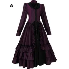 新品 未使用  ロリータ ワンピース単品 クラロリ ゴスロリ 長袖 袖付き Aライン Lolita リボン フリル裾 クリスマス レディース コスチューム 衣装 かわいい 仮装