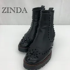 ZINDA ジンダ サイドゴアブーツ スタッツ チェルシーブーツ 38 ブラック  レディース ファッション_255068