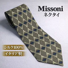 2:【美品】Missoni ミッソーニ ネクタイ シルク100% 総柄 幾何学柄 ネイビー×オフホワイト イタリア製 ビジネス　561★