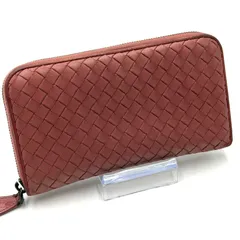 ボッテガヴェネタ BOTTEGA VENETA イントレチャート 長財布 ラウンドファスナー お札入れ 男女兼用 ピンク レザー