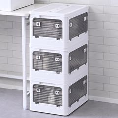 5面開閉 折りたたみ収納ボックス 3個 S ホワイト 40.5×29×24cm - メルカリ