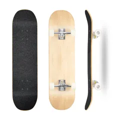 新品 AutoGo スケートボード スケボー キックボード skateboard 初心者 子供 大人 誕生日 クリスマス プレゼント 【ナチュラル】