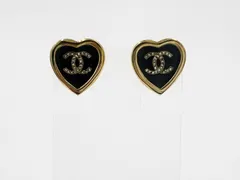 CHANEL シャネル ハート CCマーク ピアス ラインストーン ゴールド金具 F25 B ABG311 B21880 超美品