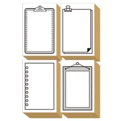 スタンプ かわいい おしゃれ はんこ 木製 ゴム印 セット 額縁 ノート 付箋 クリップ ワンポイント おもしろ 文具 カード プレゼント 日本製 (#87)