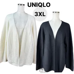 ラスト1点　ユニクロ　3Dコットン　オープンフロント　カーディガン　長袖　ボタンレス　ニットカーディガン　オフホワイト　　3XL 　大きいサイズレディース