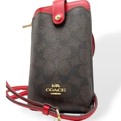 未使用級　COACH コーチ　スマホショルダーバッグ　PVC レザー　レッド