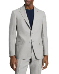 テッドベーカー メンズ アウター ジャケット・ブルゾン リネン Ted Baker Winfred Modern Fit Solid Light Gray Linen Jacket Light Greのサムネイル