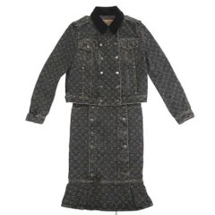 美品 ルイ ヴィトン モノグラム デニム コットン ブラック セットアップ ジャケット スカート LV 0887 LOUIS VUITTONのサムネイル