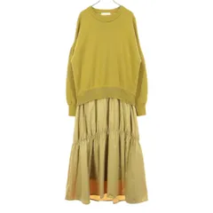 SENSE OF PLACE センスオブプレイス 長袖 クルーネック ドッキング ロングワンピース F マスタード アーバンリサーチ レディース 古着