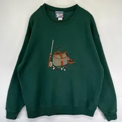 古着 90's/90年代 リー Lee USA製 スウェット クルーネック プルオーバー アウトドア刺繍 L  グリーン系 メンズ