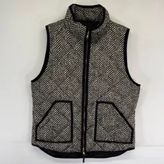 古着 ジェイクルー J.CREW ベスト ダウンベスト キルティング ヘリンボーン フルジップ 総柄 M  ブラック系 メンズのサムネイル
