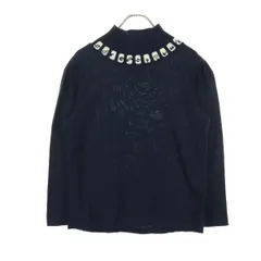 美品 Pierre Cardin ピエールカルダン 日本製 7分袖 ハイネック ニット L ネイビー系 レディース 古着のサムネイル